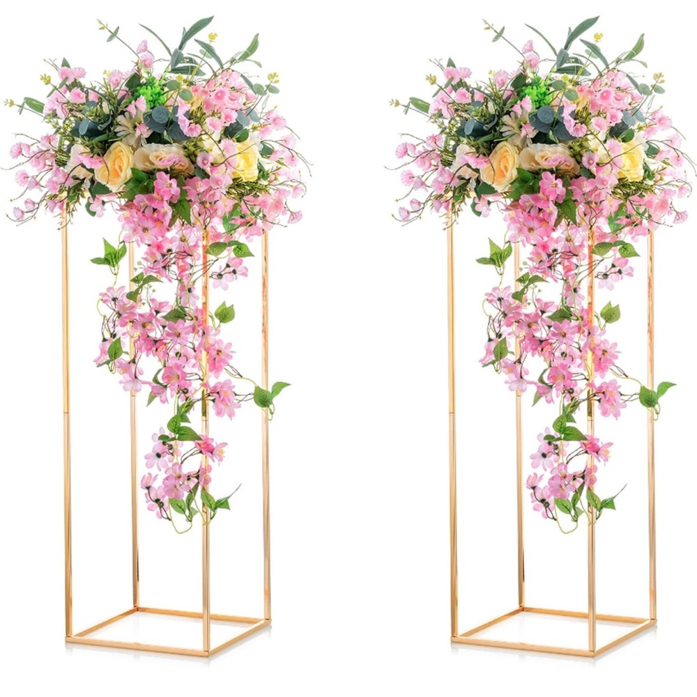 39” Gold Flower Stands, set of 2